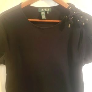 Lauren Ralph Lauren Black Short Sleeve Large Shirt